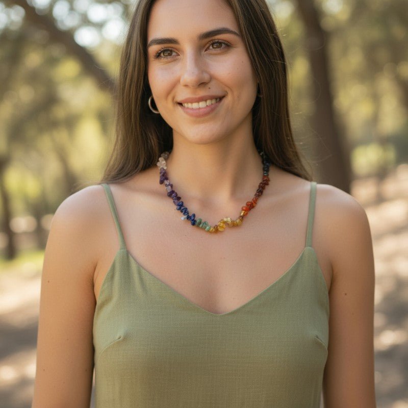 Collier 7 chakras Brésil A (perles baroques) - 45 - 50cm - La Boite à Cailloux
