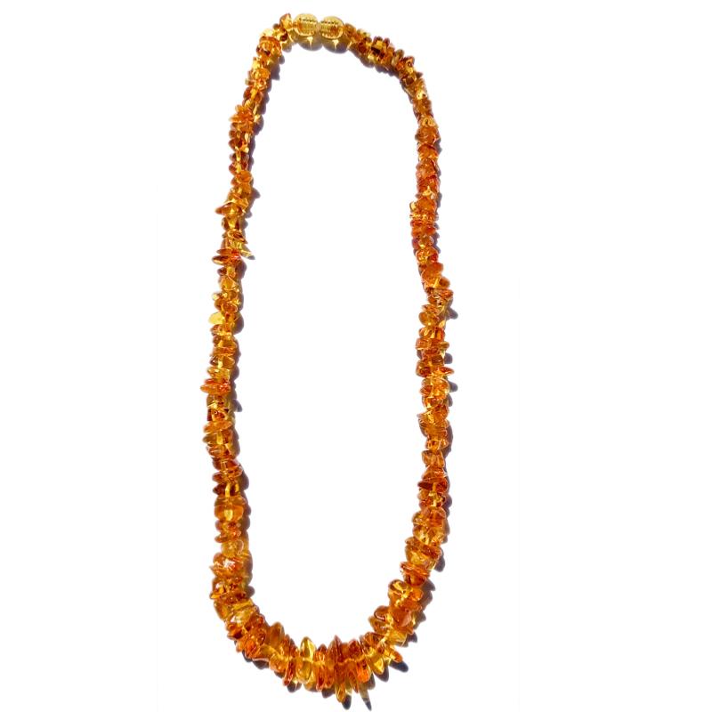 Collier ambre cognac Lituanie AA (perles baroques) - 45cm - La Boite à Cailloux