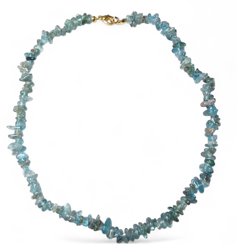 Collier apatite bleue Madagascar AA (perles baroques) - 45cm - La Boite à Cailloux