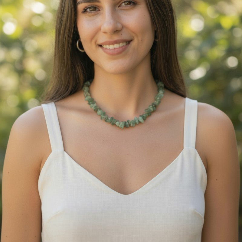 Collier aventurine verte Brésil A (perles baroques) - 45cm - La Boite à Cailloux