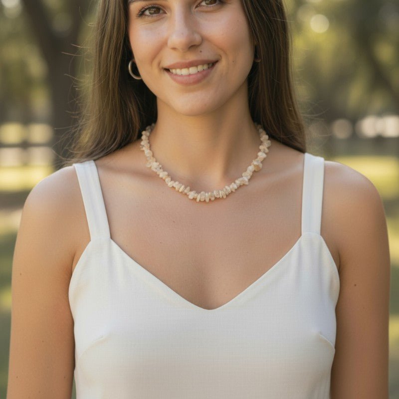 Collier citrine naturelle Madagascar AA (perles baroques) - 45cm - La Boite à Cailloux