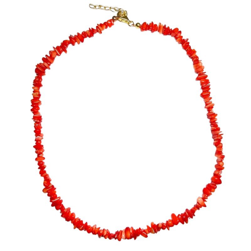 Collier corail teinté rouge Brésil A (perles baroques) - 45cm - La Boite à Cailloux