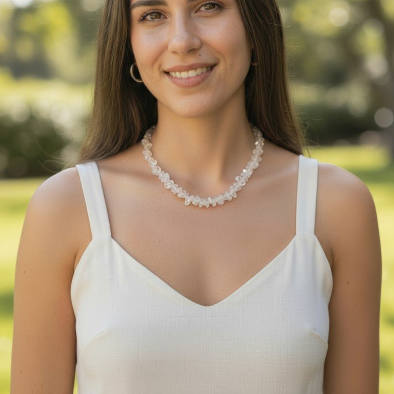 Collier cristal de roche Brésil A (perles baroques) - 45cm - La Boite à Cailloux