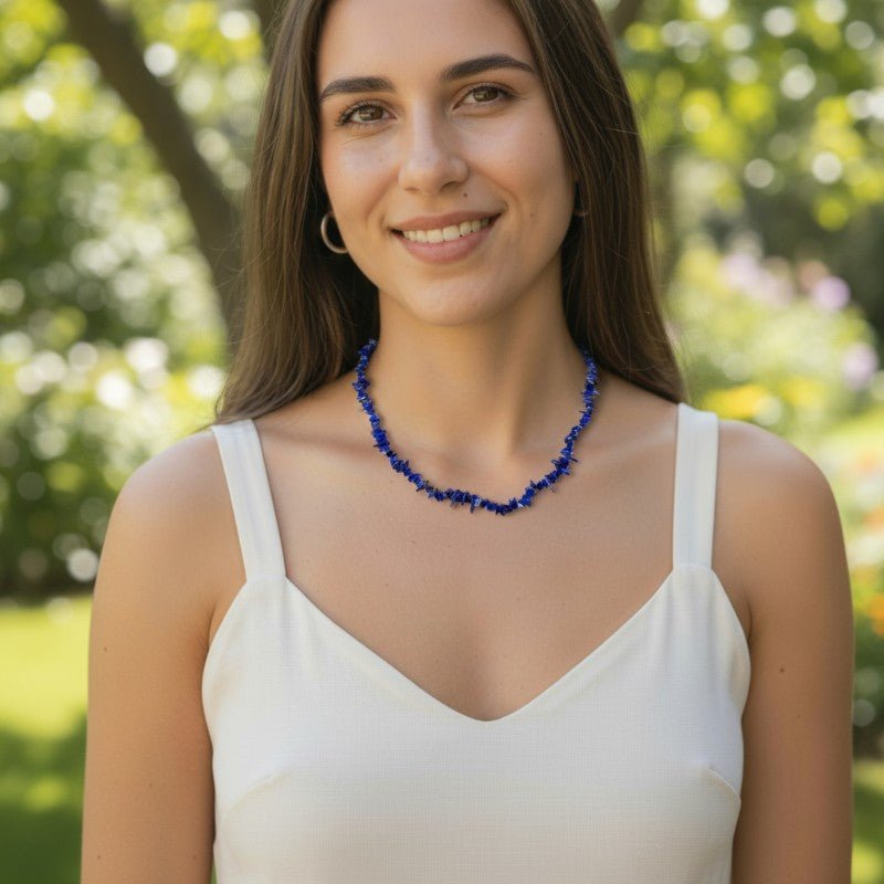 Collier lapis lazuli Afghanistan AA (perles baroques) - 45cm - La Boite à Cailloux
