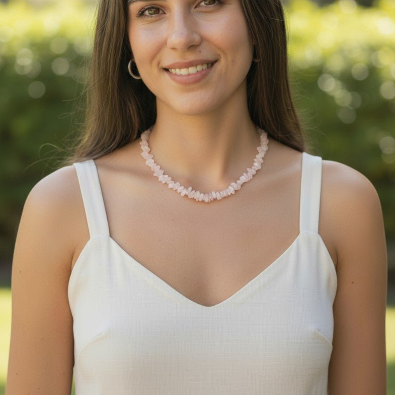 Collier morganite Brésil AA (perles baroques) - 45cm - La Boite à Cailloux