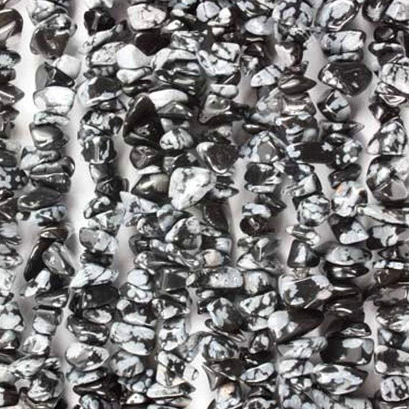 Collier obsidienne neige Mexique A (perles baroques ) - 45cm - La Boite à Cailloux