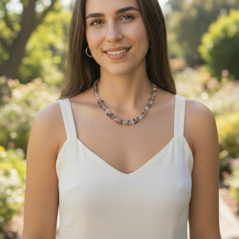 Collier quartz fumé Brésil A (perles baroques) - 45cm - La Boite à Cailloux