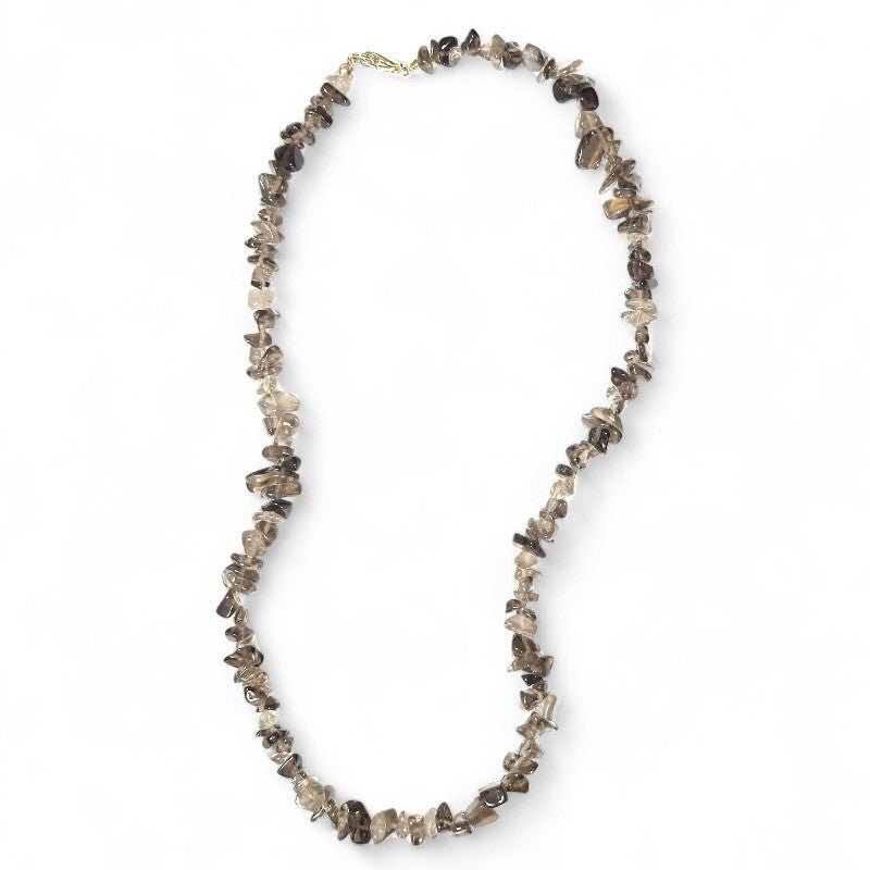 Collier quartz fumé Brésil A (perles baroques) - 45cm - La Boite à Cailloux