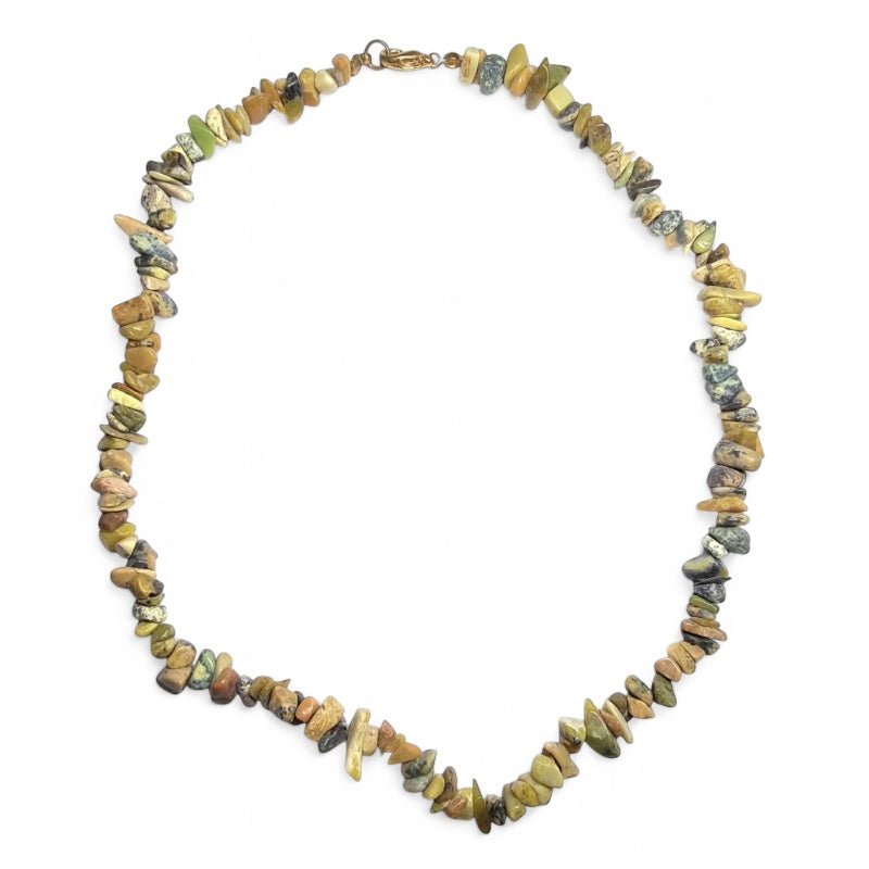 Collier serpentine Pérou A (perles baroques) - 45cm - La Boite à Cailloux