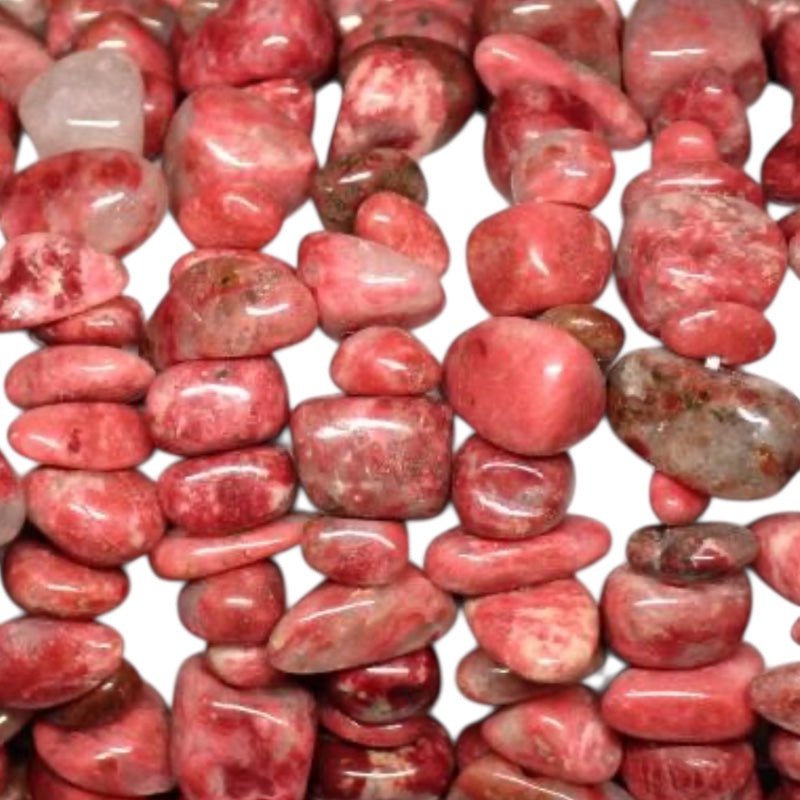 Collier thulite Norvège AA (perles baroques) - 45 - 50cm - La Boite à Cailloux