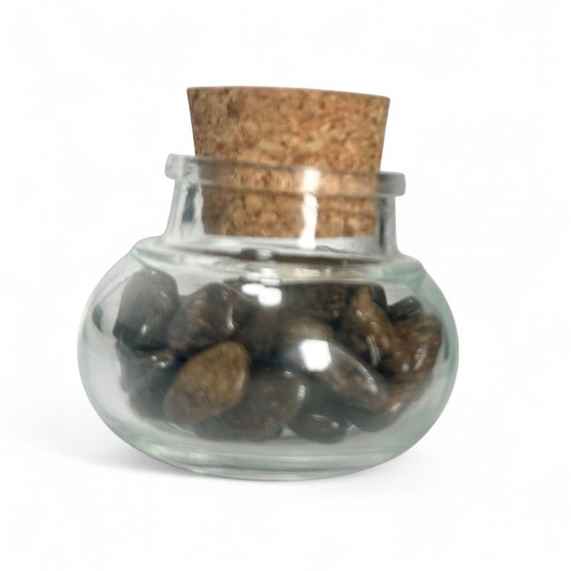 Flacon verre bronzite Brésil AA (mini - pierre roulée XS) - La Boite à Cailloux