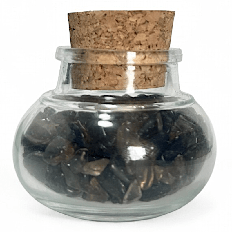 Flacon verre quartz fumé Brésil AA (mini - pierre roulée XXS) - La Boite à Cailloux