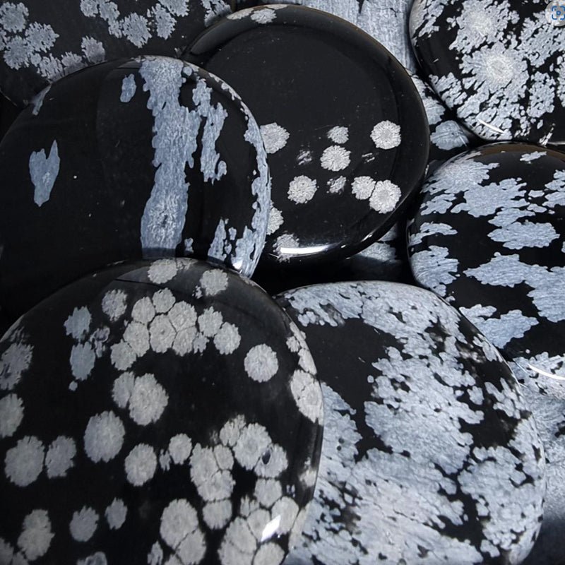 Galet obsidienne neige Mexique A - La Boite à Cailloux
