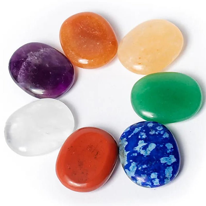 Lot pierres pouce 7 chakras - La Boite à Cailloux