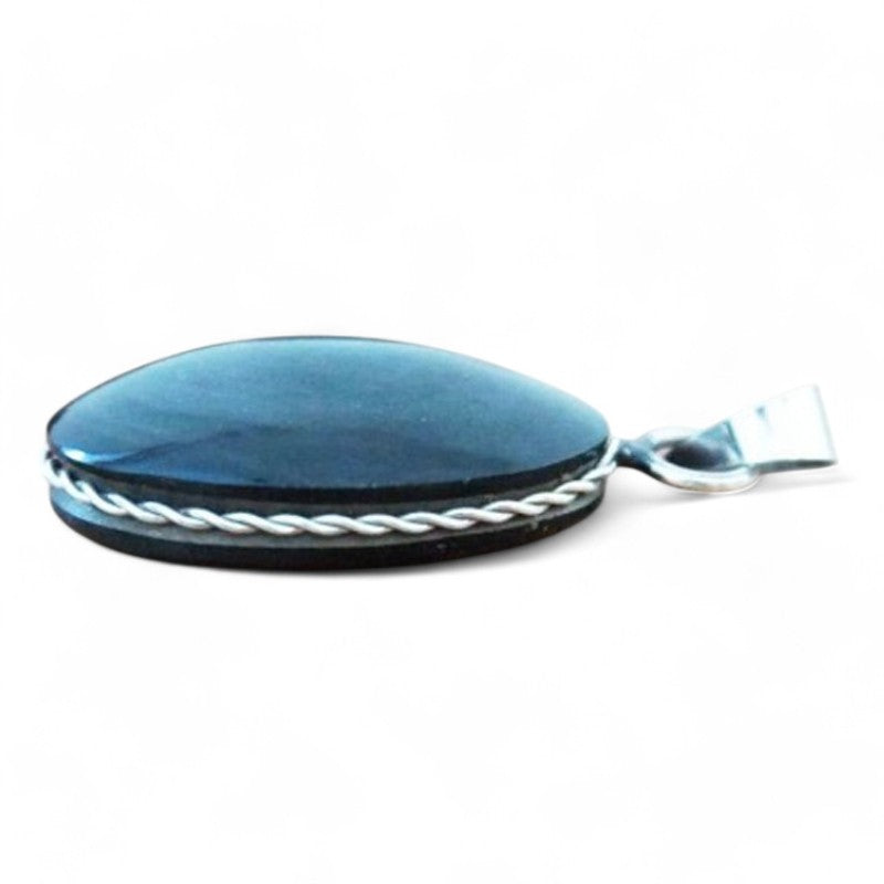 Pendentif obsidienne mentogochol sertie Mexique AAA argent 925