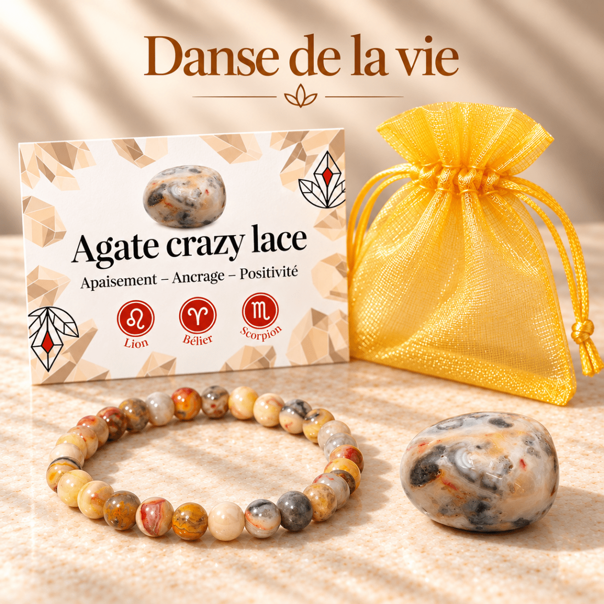 Pack "Danse de la vie" Agate Crazy Lace Mexique A - La Boite à Cailloux