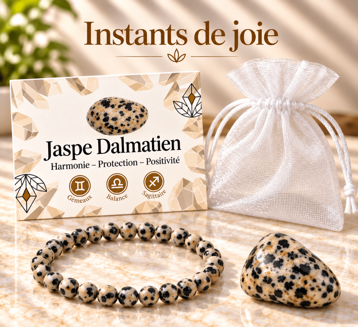 Pack "Instants de joie" Jaspe dalmatien Mexique A - La Boite à Cailloux