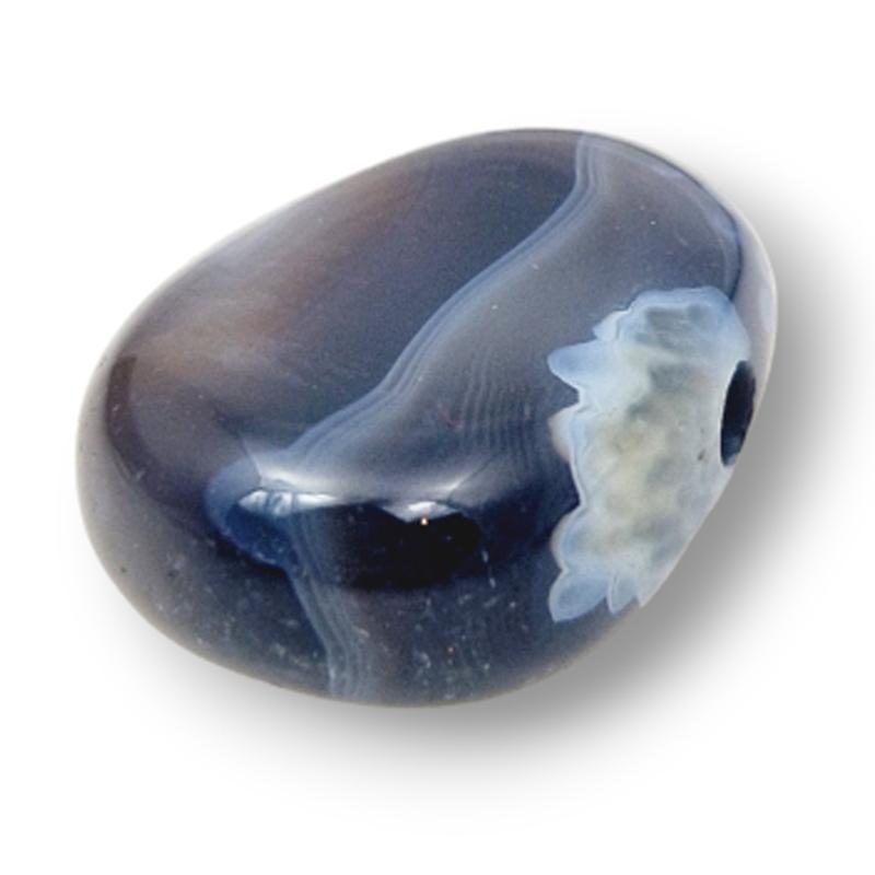 Pendentif agate Botswana A (pierre trouée) + cordon - La Boite à Cailloux