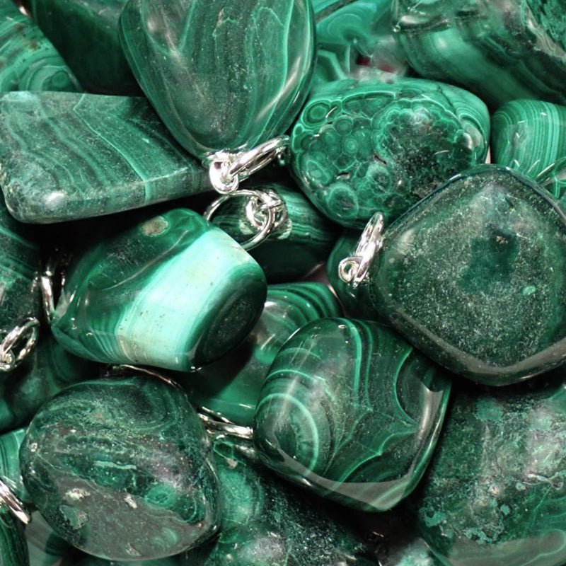 Pendentif malachite Congo A (pierre roulée) - La Boite à Cailloux