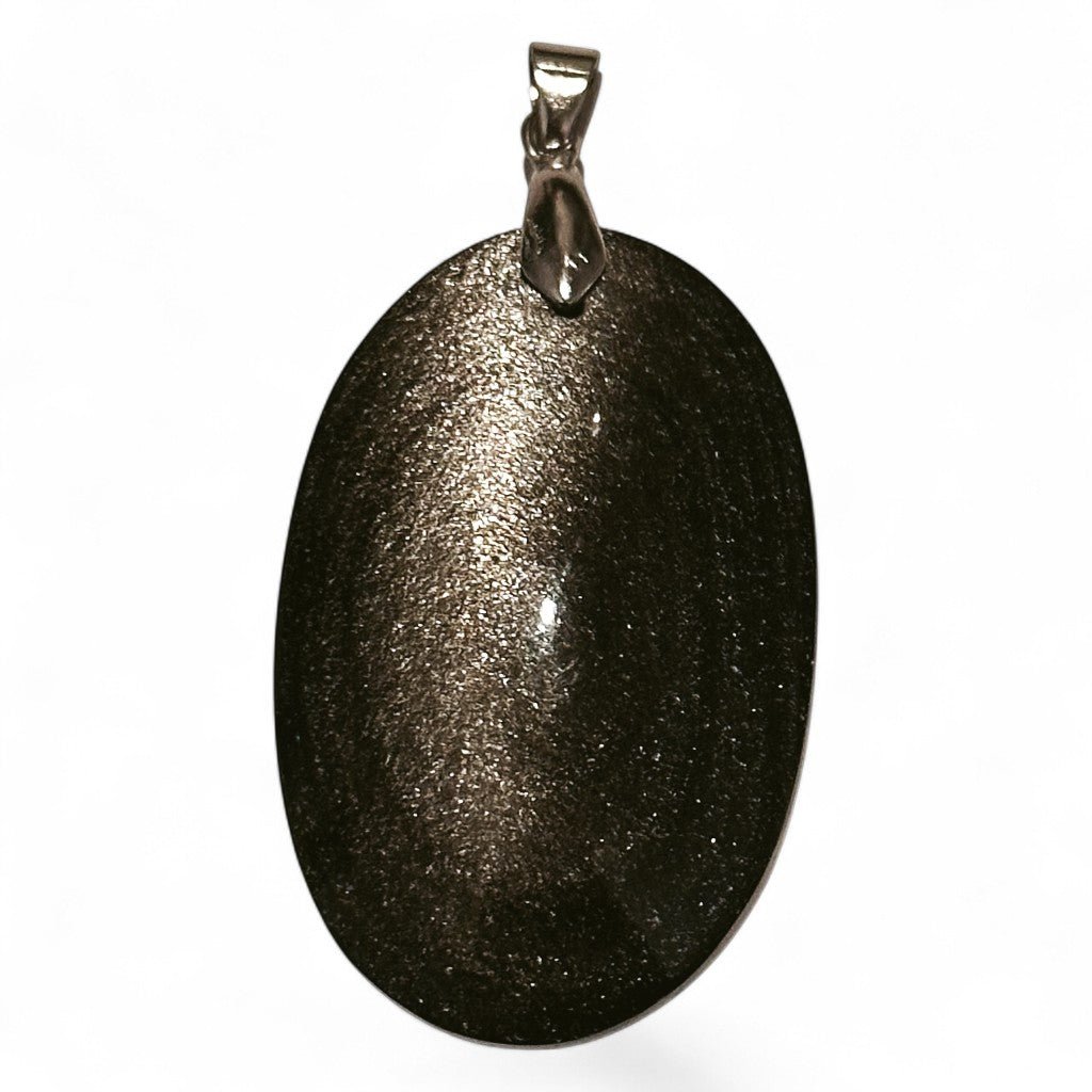 Pendentif obsidienne argentée Mexique AAA - La Boite à Cailloux