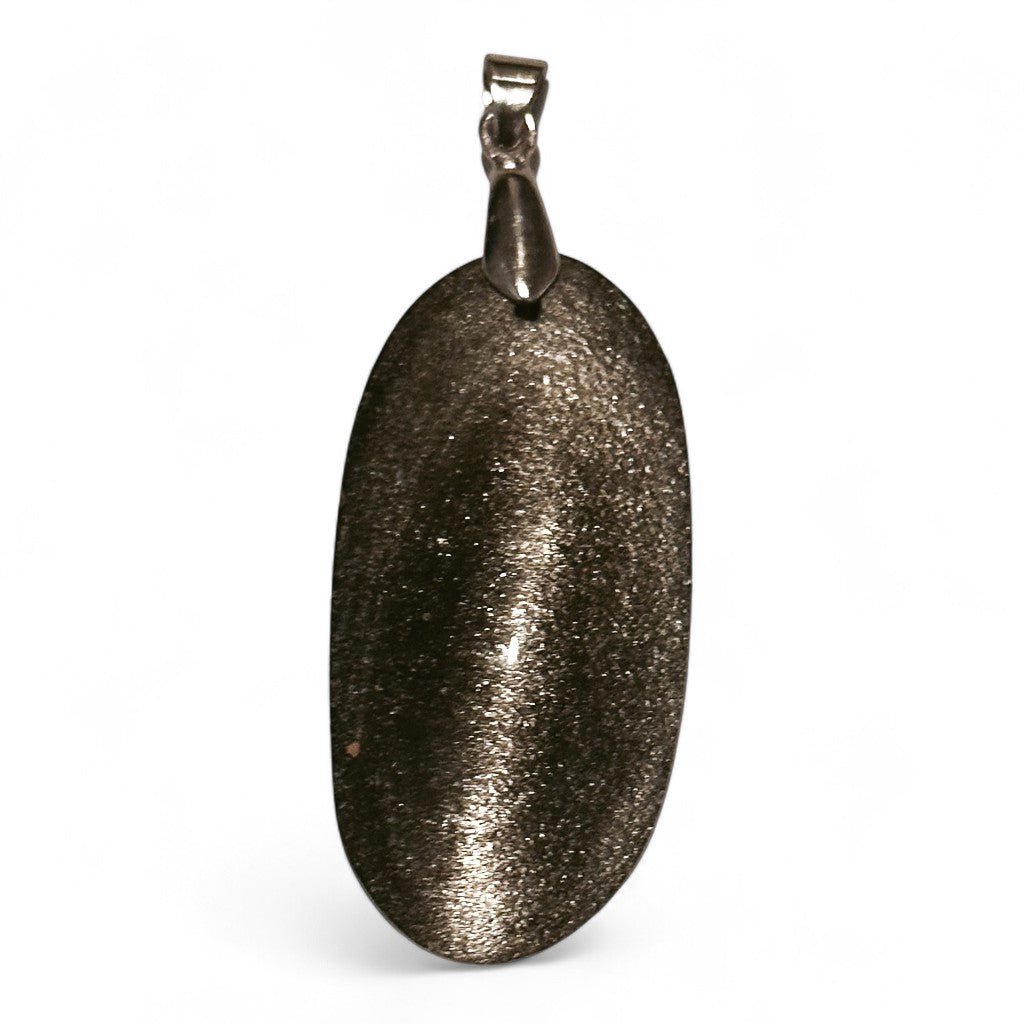 Pendentif obsidienne argentée Mexique AAA - La Boite à Cailloux