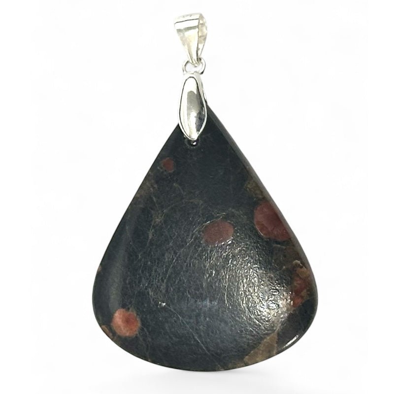 Pendentif obsidienne cacahuète (Peanuts) Mexique AA argent 925 - La Boite à Cailloux