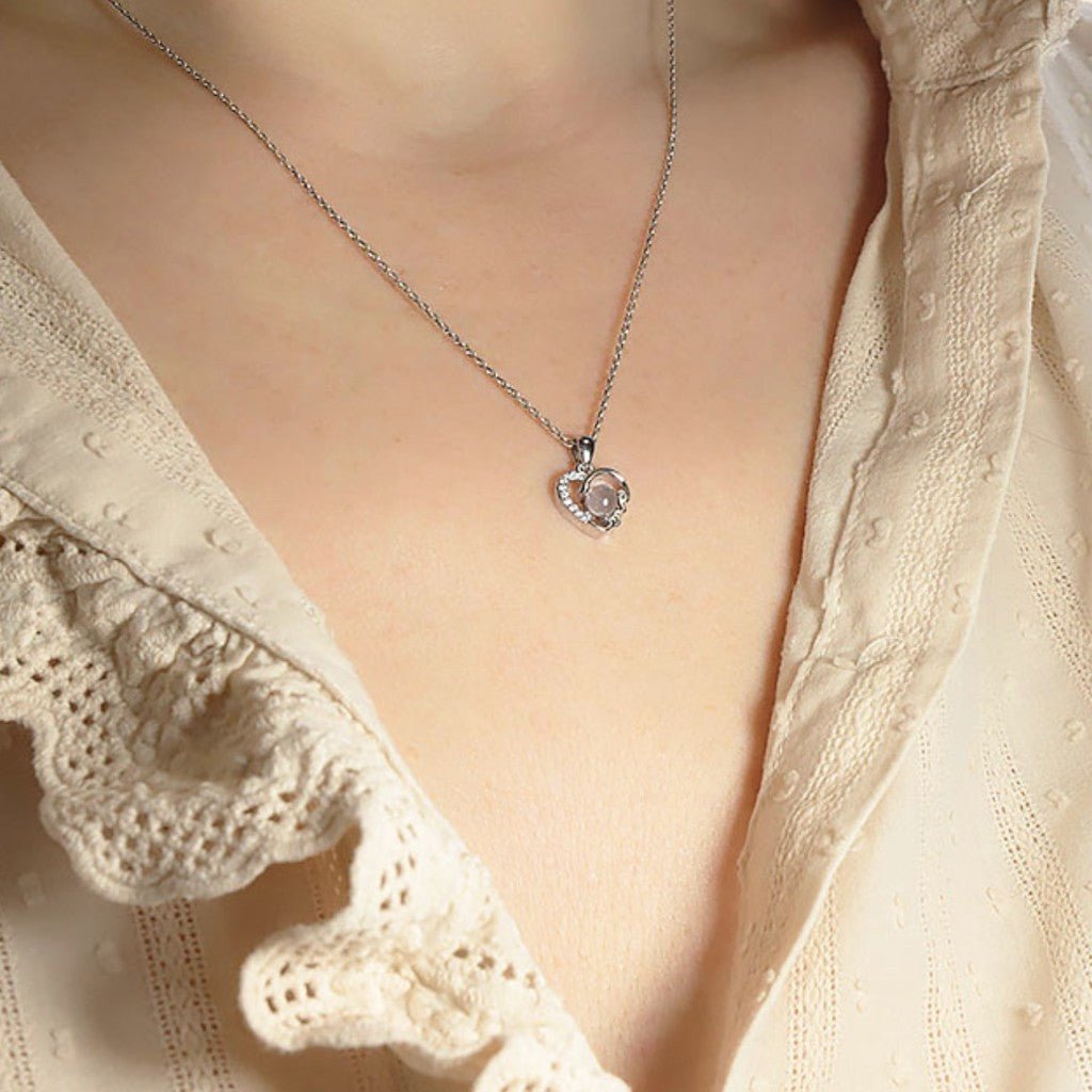 Pendentif quartz rose Madagascar AAA argent 925 Rhodié - La Boite à Cailloux