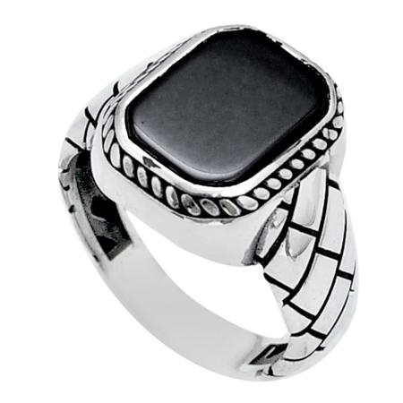 Bague homme Onyx argent 925 AA - Taille 63