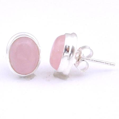 Boucles d'oreilles quartz rose Brésil AA argent 925