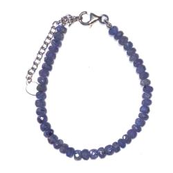 Bracelet tanzanite perles facettées 3-4mm argent 925