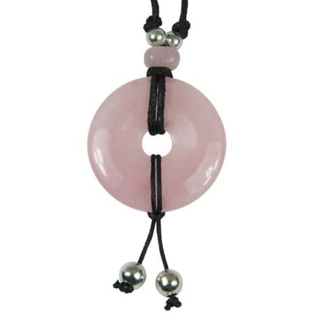 Collier "Chasseur de rêves" quartz rose 40mm + cordon