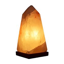 Lampe de sel Himalaya naturel "Obélisque" 19cm avec base en bois (2,1kg)