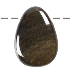 Pendentif obsidienne dore Mexique A (pierre troue) + cordon 