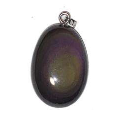 Pendentif obsidienne oeil céleste Mexique AA pierre roulée boucle argent 925