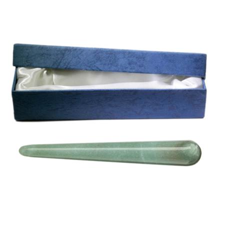 Baton de massage aventurine verte + boite de rangement