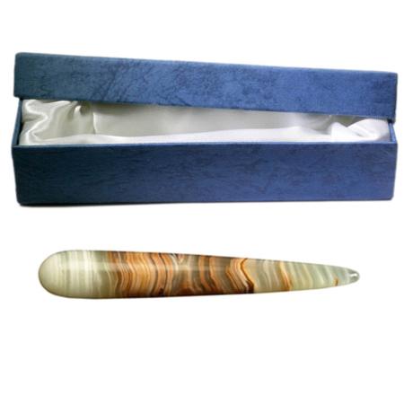 Baton de massage aragonite verte (onyx marbre) + boite de rangement