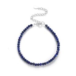 Bracelet lapis lazuli perles facettées argent 925