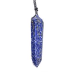 Pendentif pointe bitermine Lapis Lazuli Afghanistan AB + cordon (pierre troue)