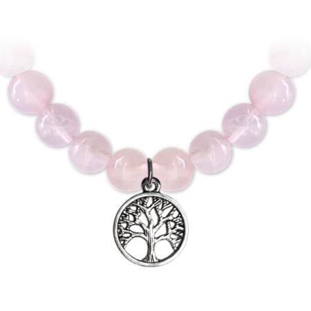 Bracelet arbre de vie quartz rose A (boules 7-8mm)