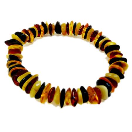 Bracelet ambre multicolore (chips)