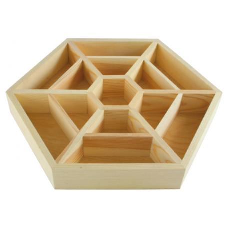 Caisse de rangement en bois hexagonale