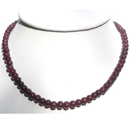 Collier rubis Inde AA (perles 8mm) - 45cm