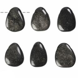 Pendentif obsidienne argentée (pierre trouée) + cordon cuir