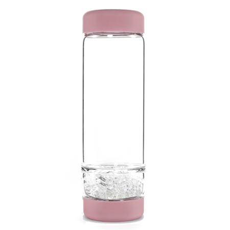 Bouteille d'eau pierres précieuses "INU" rose (cristal de roche)