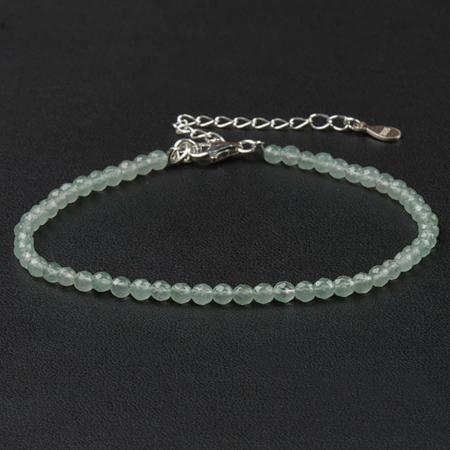Bracelet aventurine verte perles facettées argent 925