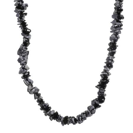 Collier obsidienne neige Mexique A (pierres baroques ) - 45cm