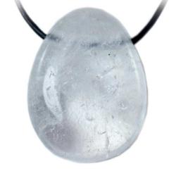 Pendentif cristal de roche Brsil A (pierre troue) + cordon 