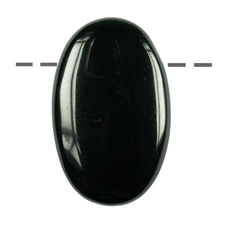 Pendentif onyx noir ovale (pierre trouée) + cordon en cuir