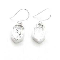 Boucles d'oreilles cristal diamant Herkimer Pakistan AA argent 925