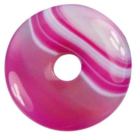Donut ou PI Chinois agate teintée rose (3cm)